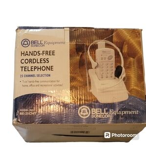 Bell Equipment Sonecor Hands-Free Cordless BE-25CHT Telephone Vtg 25 Channel NIB
